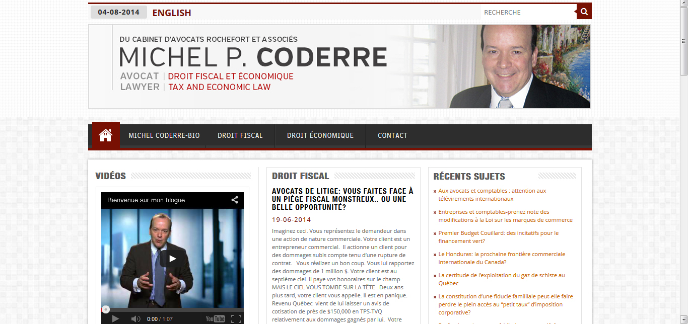 www.michelcoderre.ca, un site internet qui couvre le TOP 10 des actualités fiscales et en droit des affaires.