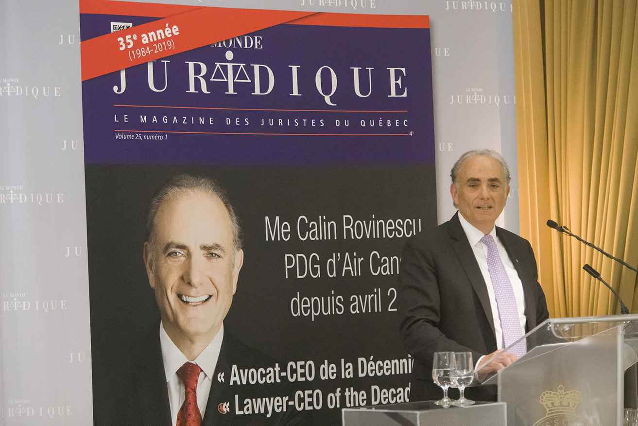 Vidéos des allocutions prononcées le 24 avril 2019 lors du dîner-hommage au Club Saint-James nommant Calin Rovinescu, PDG d’Air Canada « Avocat-CEO de la Décennie » par le magazine Le Monde Juridique.